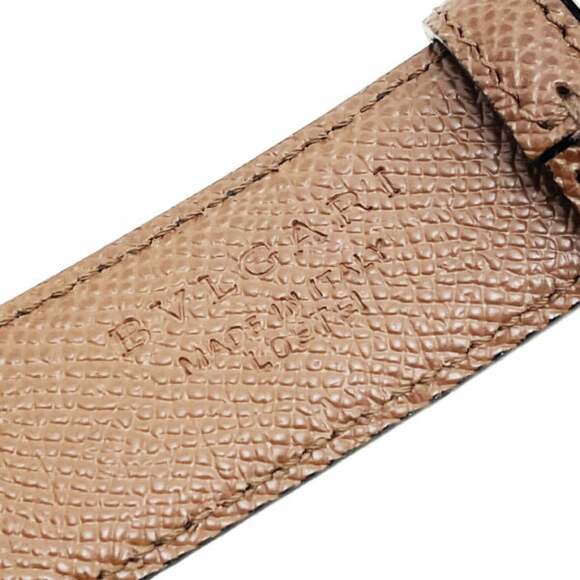BVLGARI Ellipse Men's Leather Belt, Black, Size 110cm, NN-16404